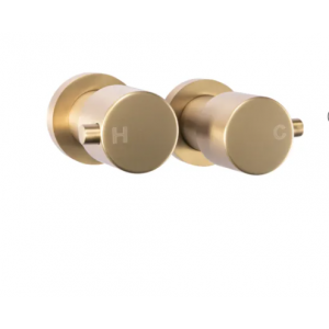 Nor-WT07.04 Round Brushed Gold 1/4 Turn Shower Or Bath Taps